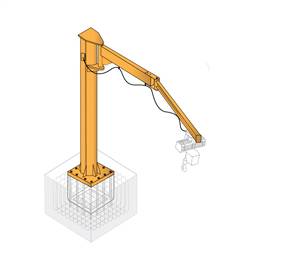 Кран з шарнірнай / зламанай рукой / пантографам
